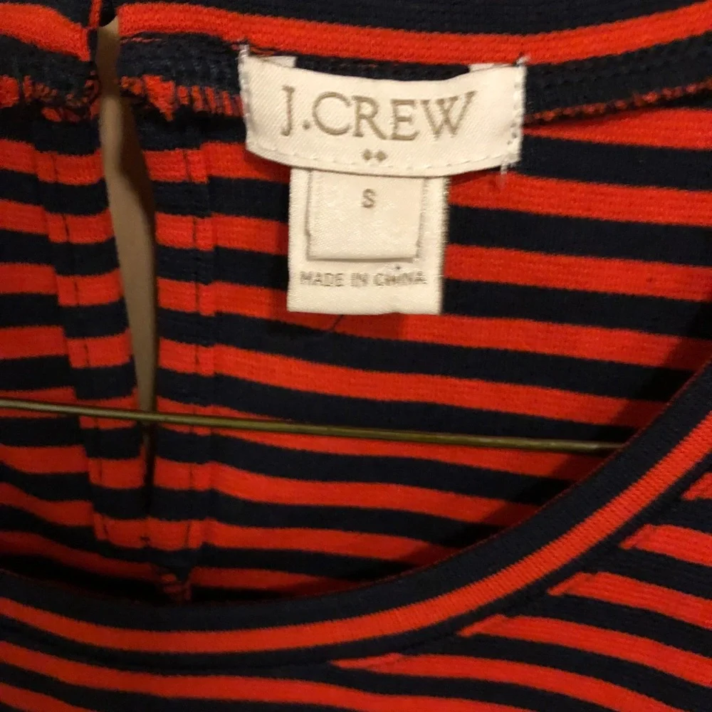 J Crew Striped Navy & Red Peplum Top S